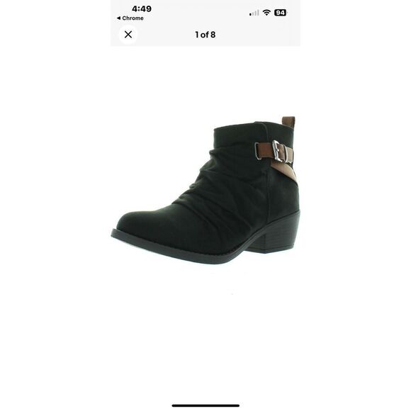 Soda Dante Women’s Size 9 Black Suede Buckled Zippered Heeled Booties - Picture 1 of 16